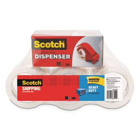 Scotch 3850 Heavy-Duty Packaging Tape with DP300 Dispenser, 3" Core, 1.88" x 54.6 yds, Clear, 6/Pack (38506DP3)