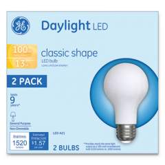GE LED Classic Daylight A21 Light Bulb, 13 W, 2/Pack (31186)