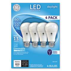 GE LED Daylight A19 Dimmable Light Bulb, 10 W, 4/Pack (67616)