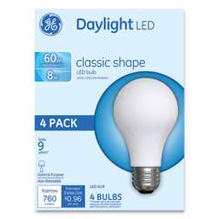 GE Classic LED Daylight Non-Dim A19 Light Bulb, 8 W, 4/Pack (99192)