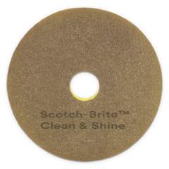 Scotch-Brite Clean and Shine Pad, 20" Diameter, Brown/Yellow, 5/Carton (09541)