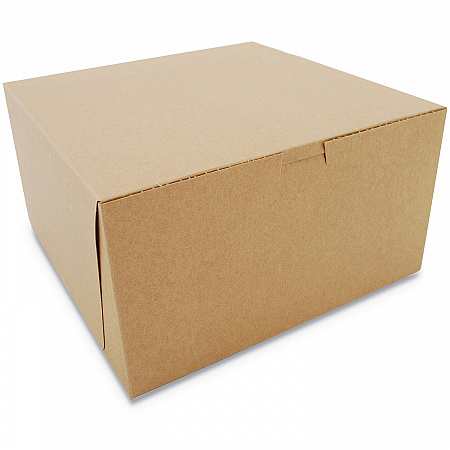 Kraft One-Piece Non-Window Bakery Boxes, 10 x 10 x 5.5, Brown, Paper, 100/Carton (0977K)
