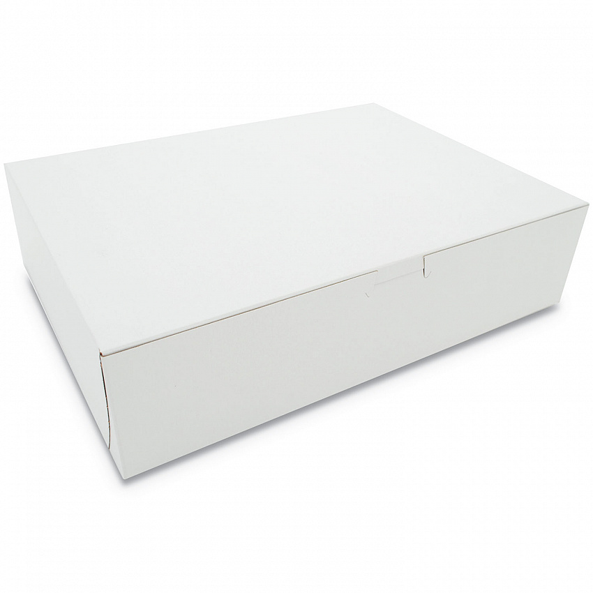 White One-Piece Non-Window Bakery Boxes, 12 x 9 x 3, White, Paper, 200/Carton (0983)