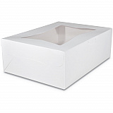 White Window Bakery Boxes with Tuck-in Lid, 14 x 10 x 6.5, White, Paper, 100/Carton (23103)