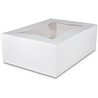 White Window Bakery Boxes with Tuck-in Lid, 14 x 10 x 6.5, White, Paper, 100/Carton (23103)