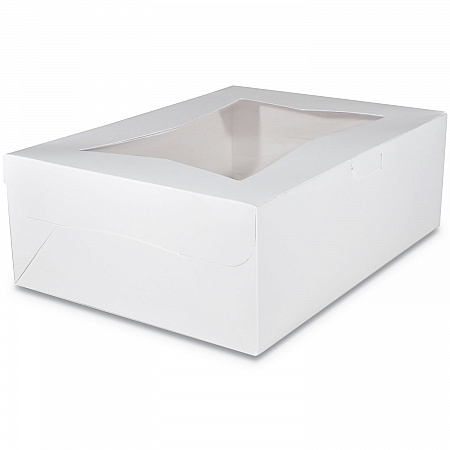 White Window Bakery Boxes with Tuck-in Lid, 14 x 10 x 6.5, White, Paper, 100/Carton (23103)