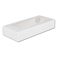 White Window Bakery Boxes with Attached Flip Top, 4-Corner Beers Design, 12.5 x 5.5 x 2.25, White, Paper, 200/Carton (24243)