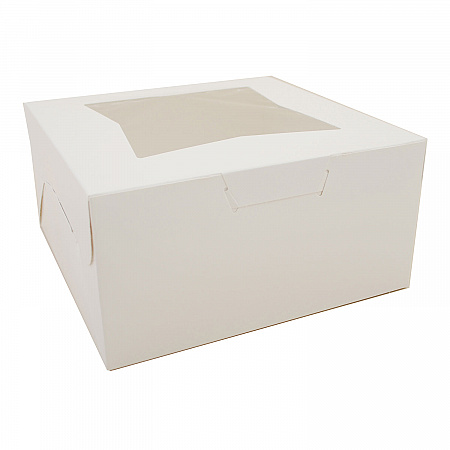 White Window Bakery Boxes with Tuck-in Lid, 10 x 10 x 5, White, Paper, 150/Carton (23053)