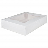 White Window Bakery Boxes with Tuck-in Lid, 19" x 14" x 6.5", White, Paper, 50/Carton (23133)