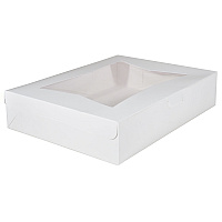 White Window Bakery Boxes with Tuck-in Lid, 19" x 14" x 6.5", White, Paper, 50/Carton (23133)
