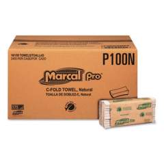 Marcal PRO Folded Paper Towels, 1-Ply, 10 1/8" x 12 7/8 ", 150/Pack, 16 Packs/CT (P100N)