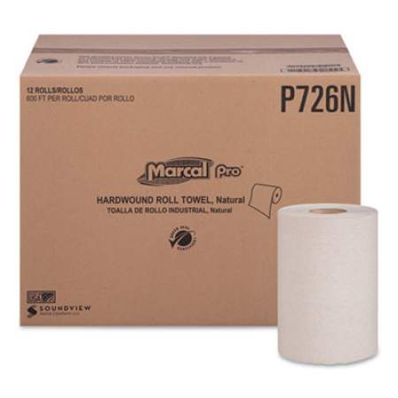 Marcal PRO Hardwound Roll Paper Towels, 1-Ply, 7 7/8" x 600ft, 12 Rolls/Pack,12 Pack/Carton (P726N)