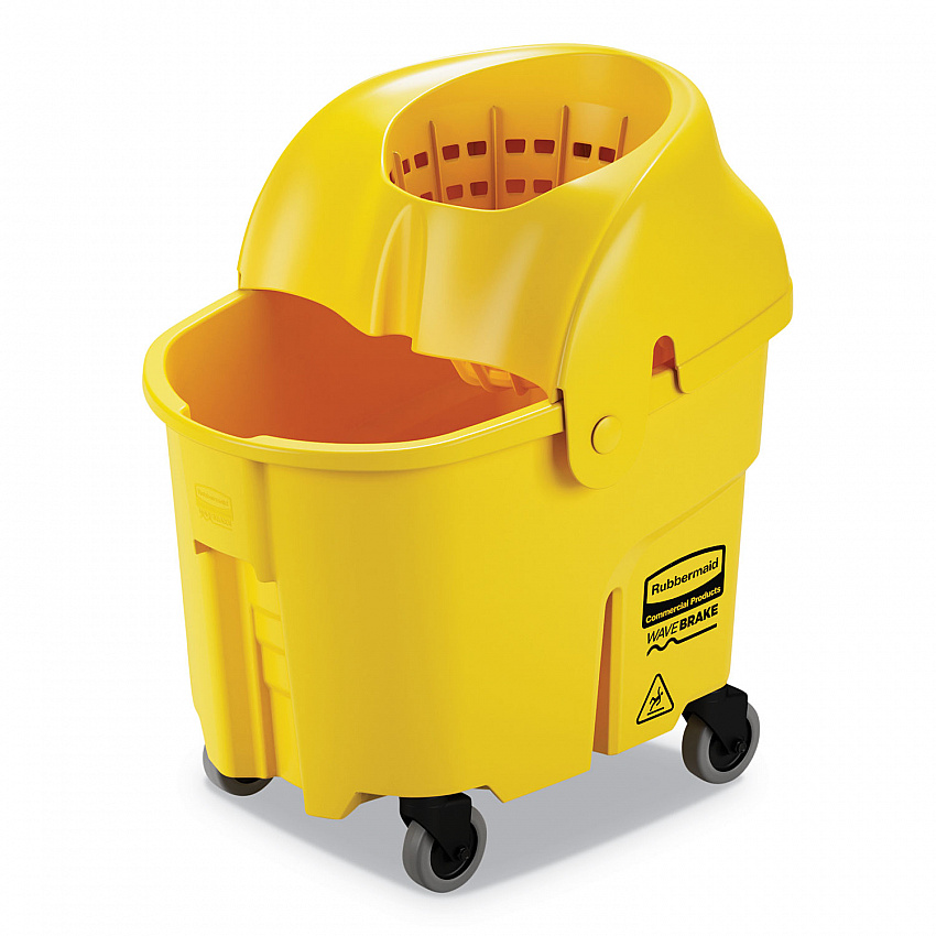 WaveBrake Institution Bucket and Wringer Combos, Down-Press, 35 qt, Yellow (FG759088YEL)