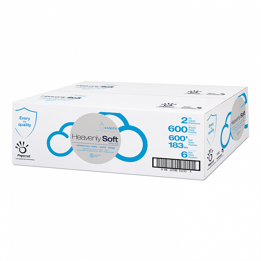 Heavenly Soft Special Center Pull Towel, 2-Ply, 7.6 x 12, White, 600 Sheets/Roll, 6 Rolls/Carton (410073)