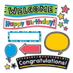TREND Bold Strokes Wipe-Off Celebration Signs Bulletin Board Set, 18.25" x 31", 27 Pieces (T8393)