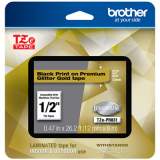 Brother TZe Premium Laminated Tape, 0.47" x 26.2 ft, Black on Gold (TZEPR831)