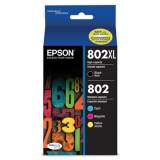 Epson T802XL-BCS (802/802XL) DURABrite Ultra High-Yield Ink, 2,600 Page-Yield, Black/Cyan/Magenta/Yellow