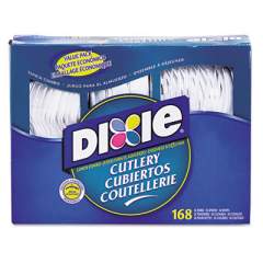 Dixie Combo Pack, Tray with White Plastic Utensils, 56 Forks, 56 Knives, 56 Spoons (CM168)