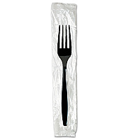 Individually Wrapped Heavyweight Forks, Plastic, Black, 1,000/Carton (FH53C7)