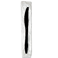 Individually Wrapped Heavyweight Knives, Plastic, Black, 1,000/Carton (KH53C7)