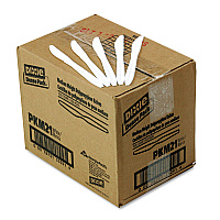 Plastic Cutlery, Mediumweight Knife, White, 1,000/Carton (PKM21)
