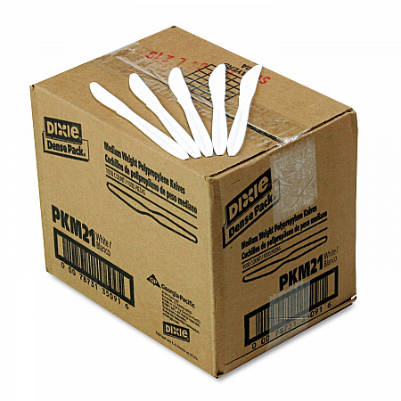 Plastic Cutlery, Mediumweight Knife, White, 1,000/Carton (PKM21)