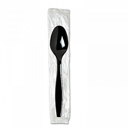 Individually Wrapped Heavyweight Spoon, Plastic, Black, 1,000/Carton (TH53C7)