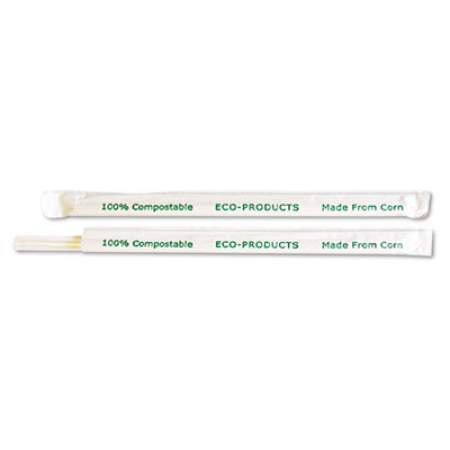 Eco-Products Clear Wrapped Straw, 7.75", PLA, 400/Pack, 24 Packs/Carton (EPST770)