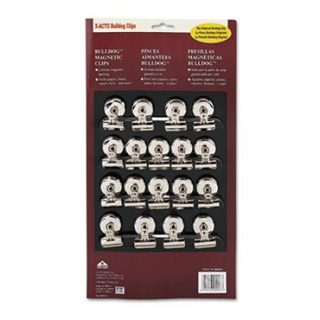 X-ACTO Bulldog Magnetic Clips, 0.44", Nickel-Plated, 18/Box (2026)