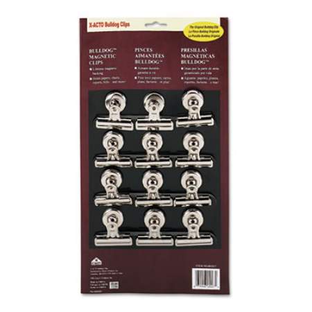 X-ACTO Bulldog Magnetic Clips, 0.5", Nickel-Plated, 12/Box (2027)