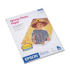 Epson Glossy Photo Paper, 9.4 mil, 8.5 x 11, Glossy White, 20/Pack (S041141)