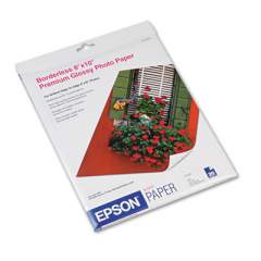 Epson Premium Photo Paper, 10.4 mil, 8 x 10, High-Gloss Bright White, 20/Pack (S041465)