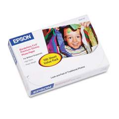 Epson Premium Photo Paper, 10.4 mil, 4 x 6, High-Gloss White, 100/Pack (S041727)