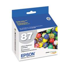 Epson T087020 (87) UltraChrome Hi-Gloss 2 Gloss Optimizer, Clear, 4/Pack