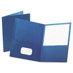 Oxford Twin-Pocket Folder, Embossed Leather Grain Paper, 0.5" Capacity, 11 x 8.5, Blue, 25/Box (57502)