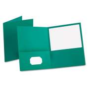 Oxford Twin-Pocket Folder, Embossed Leather Grain Paper, 0.5" Capacity, 11 x 8.5, Teal, 25/Box (57555)
