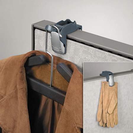 Fellowes Pro Series Partition Additions Coat Hook and Clip, 1 5/8 x 2 3/4 x 3, Slate Gray (7501101)