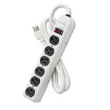 Fellowes Six-Outlet Metal Power Strip, 120V, 6 ft Cord, 12.19 x 2.5 x 1.38, Platinum (99027)