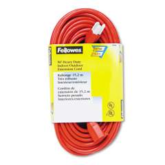 Fellowes Indoor/Outdoor Heavy-Duty 3-Prong Plug Extension Cord, 1-Outlet, 50ft, Orange (99598)