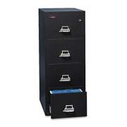 FireKing Insulated Vertical File, 1-Hour Fire Protection, 4 Letter-Size File Drawers, Black, 17.75" x 25" x 52.75" (41825CBL)