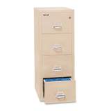 FireKing Insulated Vertical File, 1-Hour Fire Protection, 4 Letter-Size File Drawers, Parchment, 17.75" x 25" x 52.75" (41825CPA)