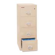 FireKing Insulated Vertical File, 1-Hour Fire Protection, 4 Letter-Size File Drawers, Parchment, 17.75" x 31.56" x 52.75" (41831CPA)