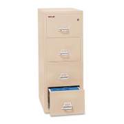 FireKing Insulated Vertical File, 1-Hour Fire Protection, 4 Legal-Size File Drawers, Parchment, 20.81" x 31.56" x 52.75" (42131CPA)