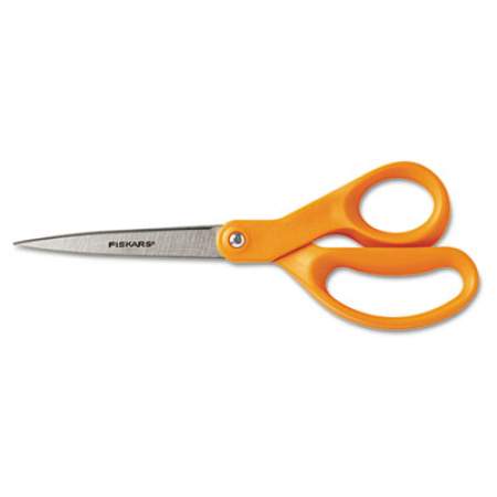 Fiskars Home and Office Scissors, 8" Long, 3.5" Cut Length, Orange Straight Handle (34527797J)