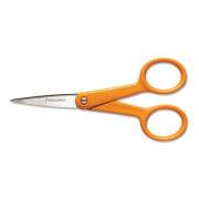 Fiskars Home and Office Scissors, Pointed Tip, 5" Long, 1.88" Cut Length, Orange Straight Handle (1948101015)