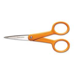 Fiskars Home and Office Scissors, Pointed Tip, 5" Long, 1.88" Cut Length, Orange Straight Handle (94817797J)