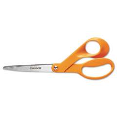 Fiskars Home and Office Scissors, 8" Long, 3.5" Cut Length, Orange Offset Handle (94518697WJ)
