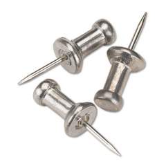 GEM Aluminum Head Push Pins, Aluminum, Silver, 3/8", 100/Box (CPAL3)