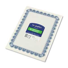 Geographics Archival Quality Parchment Paper Certificates, 11 x 8.5, Horizontal Orientation, Blue with Blue Royalty Border, 50/Pack (22901)
