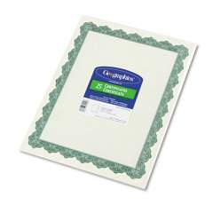 Geographics Parchment Paper Certificates, 8.5 x 11, Optima Green with White Border, 25/Pack (39452)
